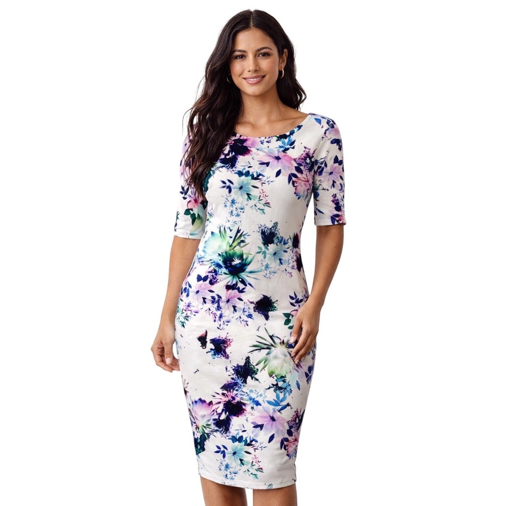 AX Paris Floral Bodycon Dress Elegant Cocktail Party Midi Dress 8